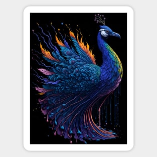 Splash Art of a Beautiful Peacock Sticker